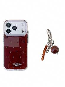 Vintage Autumn/Winter Minimalist Brown Small Rhinestone Phone Case Compatible With Iphone 18 Pro Max, 17 Pro, 16 Pro, 15 Pro, Women's Full Coverage Double Layer Anti-Drop Protective Cover - Multicolor - View 4