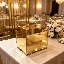 Mirrored Wedding Card Box With Slot, Suitable For Wedding Reception, Birthday Party, Graduation Ceremony, Storing Blessing Cards, Gift Envelopes, Indoor And Outdoor Use, High-Quality Texture Wedding Table Decor, Versatile Mori Style French Wedding Card Box - A - View 7