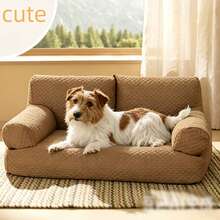 1pc Extra Large Dog Bed Sofa, Dog Bed, Dog Mat, Cat Bed, Large Dog Bed, Non-Slip Bottom Design, Detachable And Easy To Clean, Diagonal Plaid Design Simple And Versatile, Soft Lining Filling, Suitable For Various Dog Breeds And Small Cats, Multiple Sizes Available, Providing Pets With A Comfortable Sleeping Space, Suitable For Indoor Use - Beige - View 9
