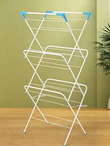 Foldable 3‑Tier Floor Clothes Drying Rack, X‑Type Multi‑Layer Drying Stand, Easy‑To‑Store Indoor Balcony Laundry Dryer For Clothes, Towels And Small Garments - A - View 6