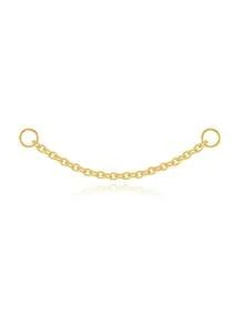 1pc S925 Sterling Silver Basic Lip Chain Double Layer Bead Chain Piercing Ear Hoop Accessory Long Chain Cartilage Chain Piercing Earring With Chain - Gold - View 11