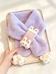 1pc Cute Rabbit Plush Scarf, Versatile Warm Neck Warmer For Autumn/Winter Daily Use - Multicolor - View 6