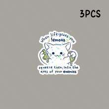 Cat Lemon When Life Gives..., Perfectly Expressing A "Don'T Mess With Me" Attitude Sticker - Self-Adhesive Paper For Smooth Surfaces, Suitable For Cars, Windows, Laptops, Trucks,Water Bottles, Phones, Car Stickers - Star Film - View 11
