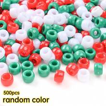 200/500pcs Christmas Ponytail Beads 6*9mm Large Hole Acrylic Round Spacer Beads For Jewelry Making DIY Bracelets Necklaces Keychains Holiday Decor - Multicolor - View 9
