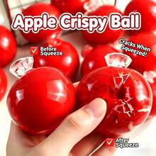1pc New Slow Squeeze Crunchy Sound Stress Relief Handmade Ball Toy, Apple Red Style, Can Make Sound, Slow Rebound, Shapeable Squeeze Toy, Suitable For Office Workers And Teenagers To Relieve Stress - Multicolor - View 3