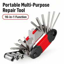 16-In-1 Portable Multi-Function Repair Tool, Folding Combination Hex Key Wrench, Bicycle Repair Tool Set - Multicolor - View 9