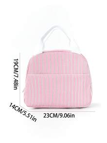 1pc Insulated Lunch Bag With Handle, Portable Small Food Cooler Storage Bag For Work, Office, Travel, Picnic And Daily Meal Prep (Note: Lunch Box And Utensils In The Image Are Not Included, For Reference Only) - Hot Pink - View 2