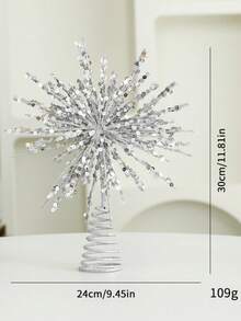 1pc Starry Sky Gold Metal Christmas Tree Topper Decoration, Star & Moon 3D Design, Metal Material, Suitable For Tree Top, Gold Finish Holiday Decor, Spiral Base Secure Installation - Multicolor - View 15