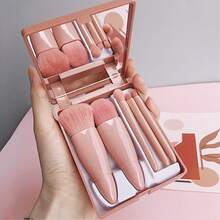 YUEOOIU High-Quality 5-Piece Portable Makeup Brush Set, Including A Makeup Mirror Box. Suitable For Eyeshadow, Foundation, Lip Brushes, And Mixed Concealers. A Beauty And Makeup Tool For Women As A Gift. - Lime Green - View 2