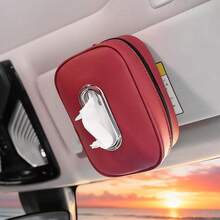 Leather Car Tissue Box, Hanging Tissue Bag, Suitable For Armrest, Seat Back And Sun Visor, Car Tissue Storage Box - A - View 3