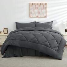 Luxury Bedding Comforter Duvet Cover Reversible Sleep Blanket 3D Polyester Quilted Comforter Queen Size All Season GentleSoft Down Alternative Comforter With 4 Corner Ties Suitable For Women/Men Gift Machine Washable - Dark Grey - View 4