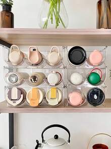 Multi-Layer Stackable Water Cup Storage Rack Three Sizes Available Transparent Desktop Stackable Cup Holder Suitable For Cabinets Refrigerators Water Bottles Tumblers And Wine Racks Dust-Proof Water Bottle Organizer Kitchen Essentials Home Decor - Multicolor - View 10