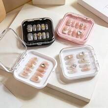 16pcs Kotak Penyimpanan Nail Art 4 Warna Kotak Penyimpanan Akrilik Kotak Pajangan Nail Art Kotak Pajangan Nail Art Kotak Kuku Palsu dengan Pita Lem Kuku Dua Sisi Cocok untuk Kuku Palsu - View 4