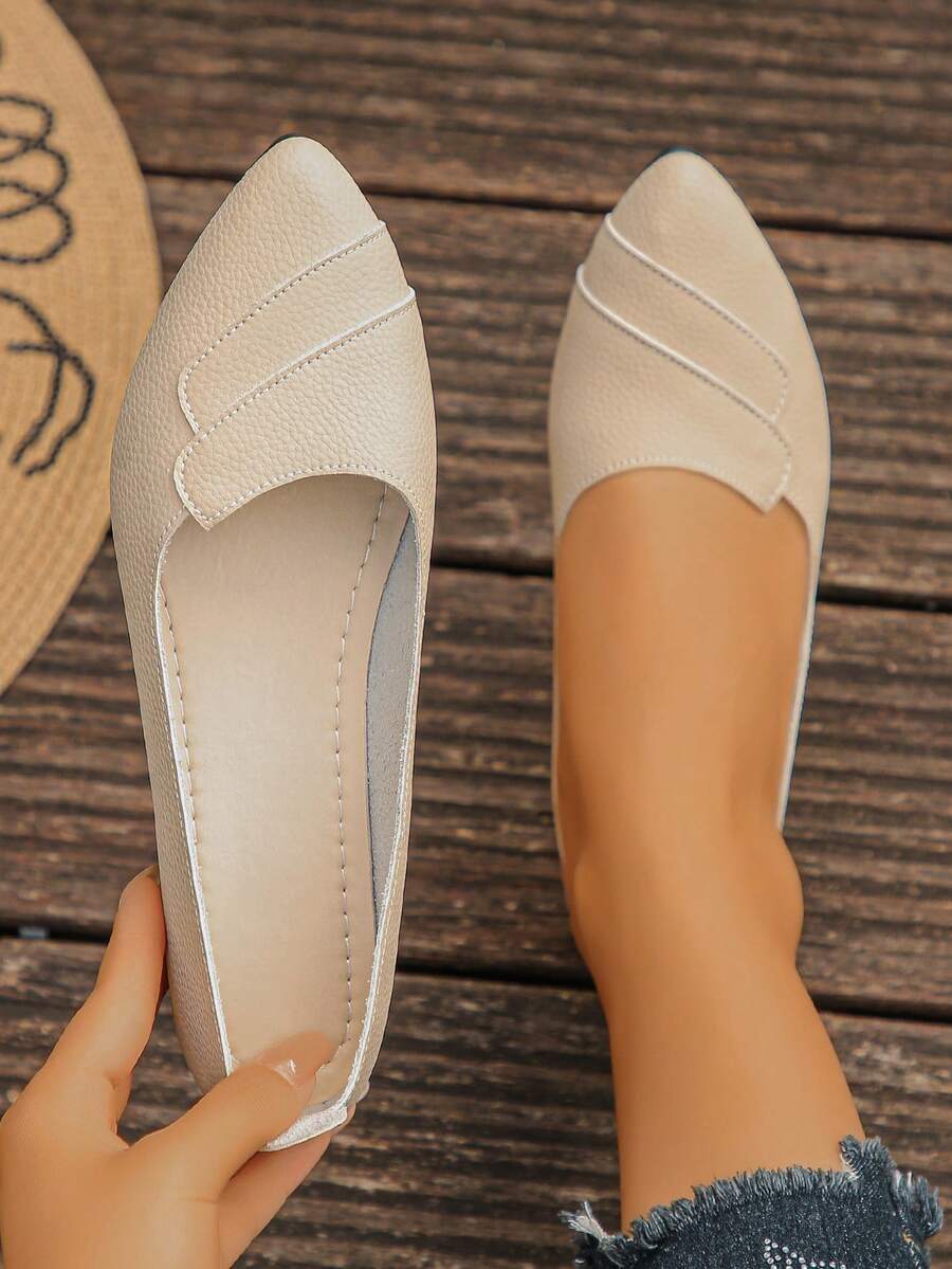 Women's Plus Size Fashion Pointed Toe Flat Shoes, Elegant Daily Wear Office Commute Soft Sole Comfortable Slip-On Loafers, Spring Summer Autumn New