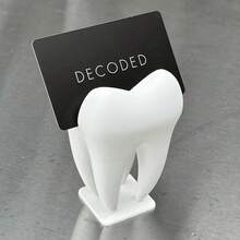 1pc Gold & White Tooth-Shaped Storage Rack, Dental Clinic Desktop Decor, Oral Hospital Reception Business Card Holder, Creative Home Ornament, Home Gift - Multicolor - View 3