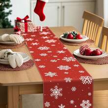 1pc Classic Red Table Runner - Snowflake Winter Holiday Decor For Indoor/Outdoor Living Room And Kitchen, Multiple Sizes Available - Multicolor - View 12