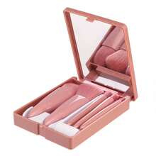 YUEOOIU High-Quality 5-Piece Portable Makeup Brush Set, Including A Makeup Mirror Box. Suitable For Eyeshadow, Foundation, Lip Brushes, And Mixed Concealers. A Beauty And Makeup Tool For Women As A Gift. - Lime Green - View 4