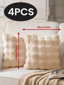 1/2/4 vỏ gối trang trí phong cách Tuscan màu kaki sang trọng bằng lông thỏ nhân tạo, không kèm ruột gối, mềm ấm mịn, khóa kéo, giặt máy được, phù hợp cho sofa phòng khách, giường ngủ và đầu giường, vỏ gối tựa trang trí cỡ lớn - Màu Khaki - Xem 13