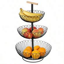 3-Tier Heavy Duty Iron Fruit Basket With Detachable Bowls, Modern Countertop Metal Vegetable Storage Organizer & Space-Saving Bread Holder For Kitchen Pantry - View 6