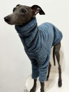 Pet Dog Sweater Home Wear Pajamas Solid Color Autumn/Winter Warm Soft Polar Fleece Skin-Friendly Suitable For Italian Greyhound Whippet Pet Warm Clothes - Blue - View 3