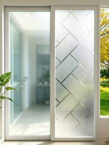 30*100cm Geometric Pattern Frosted Window Film, Static Cling Privacy Glass Sticker, Glue-Free Light Filtering Window Curtain, Suitable For Bathroom Kitchen, Home Decor Housewarming Holiday Gift - Multicolor - View 7