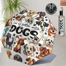 New Animal Print Pattern Umbrella, Peacock, Dragonfly, Dog, Butterfly Print Pattern Sun And Rain Umbrella, Outdoor Travel Sunshade Umbrella, Dual-Use Lightweight And Portable, Gift For Nature And Animal Lovers, Gift Umbrella, Decorative Umbrella. - Black - View 18