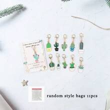 11pcs/1pc Fun Cactus Plant Keychain Set With PositiveEncouragement Greeting Cards, Suitable For BackpackStudy, Work Progress Motivation, Support Gift - Multicolor - View 12