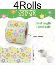 Colorful Floral Bulletin Board Border, 33Ft/10M Flower Decorative Trim, Classroom Chalkboard Border Stickers For Teacher, School, Office & DIY Decoration - 2.8 Inches/7 cm - View 13
