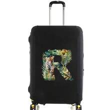 Elastic Luggage Cover, Jungle Tiger Letter Print Luggage Protective Cover, Stretchable Dust-Proof Scratch-Resistant Reusable Travel Cover, Suitable For 18-32 Inch Luggage - Black - View 101