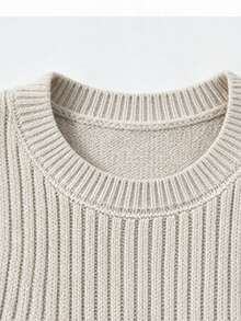 Sweater Rajut Leher Bulat Baru SEREN untuk Wanita, Atasan Pullover Bergaris Longgar, Cocok untuk Dipakai di Musim Gugur - Yan - View 7