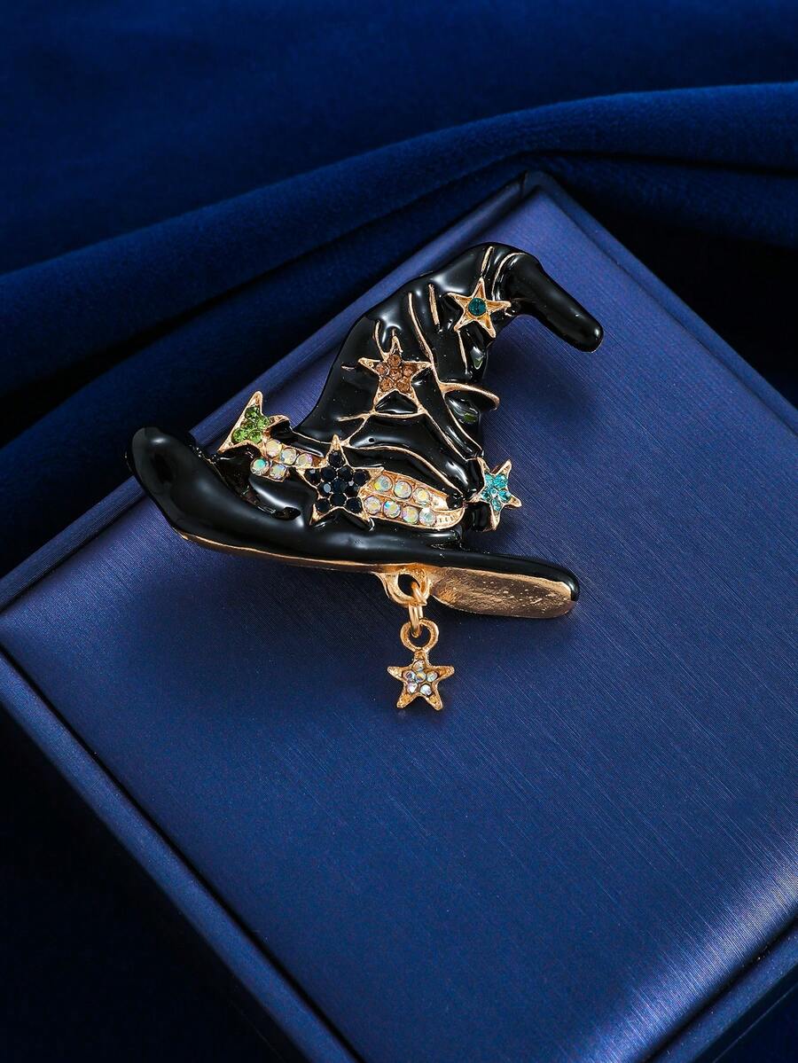 Halloween Magic Hat Brooch Accessory, Unisex - Black - View 1