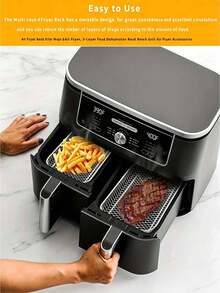 1 Set Stackable Air Fryer Basket - Stainless Steel Cooking Rack, Suitable For Chicken Wings, Bread - Space-Saving Design, Even Heat Distribution, Easy To Clean - Fits Most Air Fryers, Kitchen Accessory, Durable Cookware - Multicolor - View 4