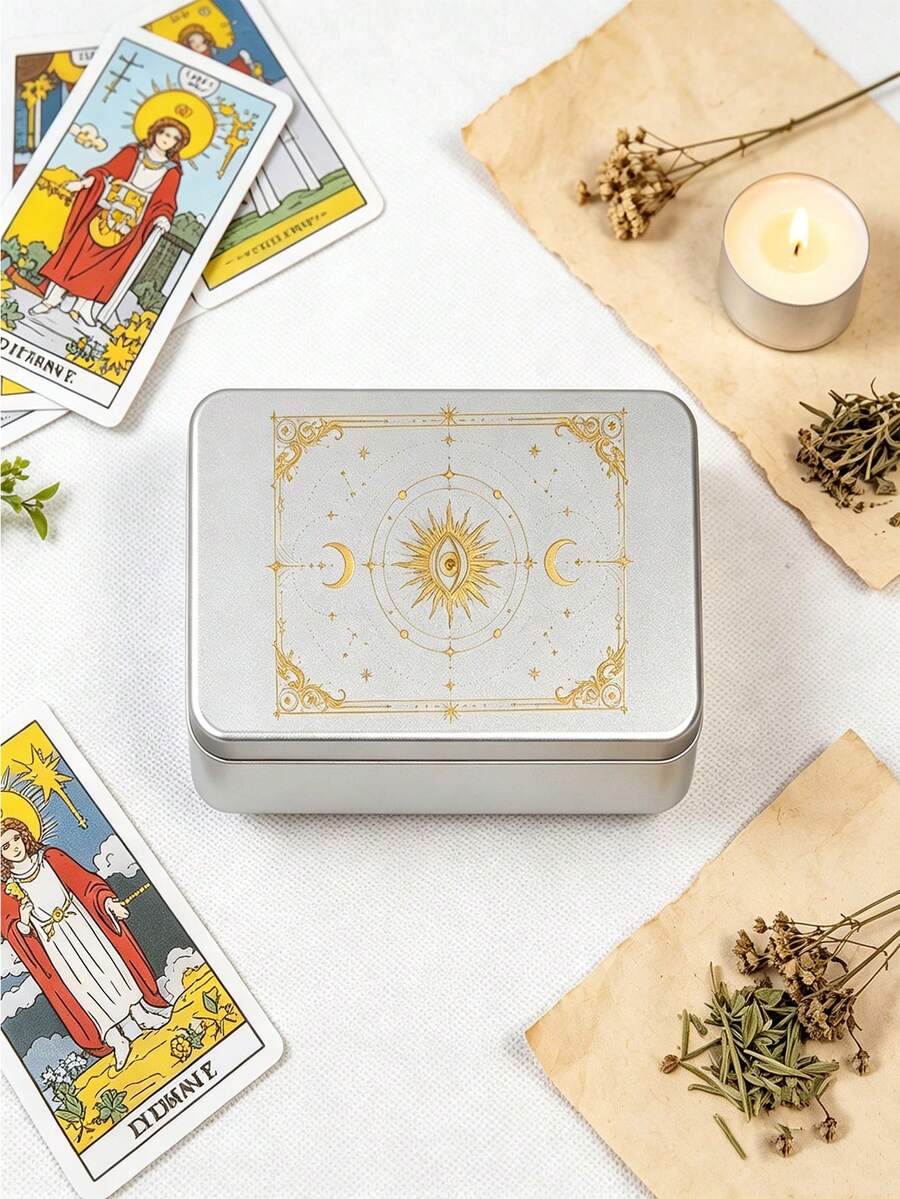 Sun And Moon Pattern Card Storage Bag. Tarot Card Storage Bag, Suitable For Playing Cards And Paper Cards, An Auxiliary Tool For Divination, Magic And Witchcraft. A Perfect Halloween, Back To School Or Birthday Gift For Friends And Family. - Multicolor - View 1