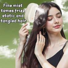 Electric Mist Telescopic Air Cushion Hairbrush, Portable Scalp Massage Comb, Type-C Rechargeable, Anti-Tangle Self-Cleaning Function, ABS Material Daily Hair Care Styling Tool - A - View 2