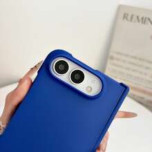Ins Macaron Solid Color 3-In-1 Foldable Phone Case, Skin-Friendly Silicone Material, Full Coverage Anti-Drop Anti-Fingerprint Slim Bare-Phone Feel, Compatible With Iphone 18 Duo Foldable Screen Protective Cover - Blue - View 4