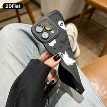 Phone Case: Halloween Style Fashionable Wavy Edge Non-Slip Design, Comfortable Grip, Shockproof Protection Phone Case. Compatible With Iphone 18 Pro Max18 Pro, 2D Flat "Trick Or Treat! Night" Pattern. Suitable For IPhone11/12/13/14/15/16/16Pro/16ProMax/17/17pro/17ProMax/18pro 18ProMax - Multicolor - View 2