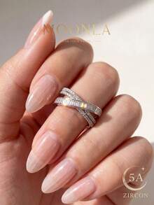 1pc Fashionable Minimalist Cross-Design Luxury Ring, Suitable For Modern Fashion, Minimalist Style, Daily Wear - Cross-luxury - View 2