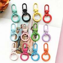 8pcs New Macaron Color Painted Door Buckle Spring Clip Keychain Pendant Creative Colorful Ring Bag Accessory (Random Color) - Multi-color - View 1