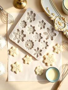3D Snowflake Silicone Mold Winter Snowflake Fondant Silicone Mold Cake Cupcake Decoration Polymer Clay Handmade Project - Beige - View 4