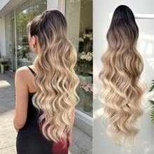Claw Shaped Ponytail Extension Hair Accessory Black Brown Burgundy Gradient Brown Gradient Gray Multi-Color 28 Inch Deep Wave Heat-Resistant Fiber Synthetic Ponytail Wig, Suitable For Women's Christmas, Parties, And Daily Use - Black Brown - View 6