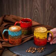 Vintage 150ml Coffee Cup & Tea Cup Dual Use, Colorful Gradient Creative Water Cup, Suitable For Home And Office Tea & Coffee Drinking, Unique Housewarming & Birthday Gift - Multicolor - View 1
