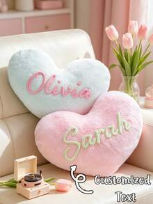 CFUNIQ Personalized Heart-Shaped Throw Pillows With Custom Name Designs, Plush Cushion For Bedroom Home Decor, Wedding Birthday Party Room Decorations - Multicolor - View 5