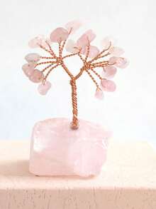 1pc Natural Crystal Tree Shaped Quartz Crystal With Copper Wire, Suitable For Bedroom Desktop Home Decor, Simulated Tree-Shaped Gemstone Ornament, Also Can Be Used As A Spiritual Gift (Natural Stone, Base Shape Varies) - Original Stone Tree - View 6