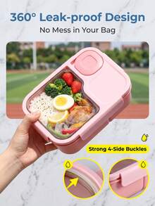 1pc Divided Sealed Fruit & Salad Box, Microwave- Lunch Box With Utensils, Suitable For Office Workers, Work, Travel, Students, Teenagers, Hand Washable - Purple - View 7
