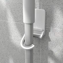 1pc No Drill Mop Broom Holder, Self‑Adhesive Wall Mount Mop Organizer Hook, Heavy‑Duty Utility Hanger For Bathroom Kitchen Home Storage - Multicolor - View 4