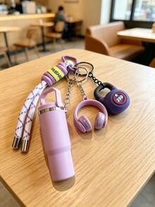 1pc Highly Attractive Mini Water Cup Keychain, Braided Rope Key Ring Hand Strap Pendant, Anti-Lost Car Key Chain, Delicate Girl-Style Earphone Decoration Charm, Versatile Anti-Lost Key Ring, Multi-Color Premium Accessory, Best Practical Gift For Friends, Suitable For Women's Keychain, Car Keychain, Keychain Making Material, Men's Keychain, Backpack Pendant Keychain, Keychain Charm, Keychain Coin Purse, Bulk Keychain, Keychain Set, Keychain Accessories - Multicolor - View 8