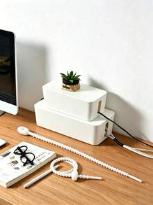 Large Cable Management Box, Hide Power Strip And Desktop Cables, Power Strip Storage Box, Easy To Assemble, Suitable For Home/Office, PP Plastic Material, Keep Cables Neat And Organized, Ideal Choice For Home And Office Environment - Multicolor - View 16