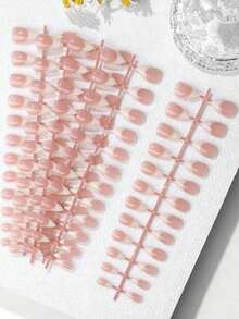 5 Pcs/Set Sweet Style Milky White Gradient Nail Tips, Long Stiletto Short Almond Short Oval Square Toenail Multiple Styles Available - Multicolor - View 3