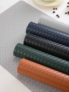 1-6 Colors Plaid Woven Texture Placemats, Luxury French Style PU Rectangular Rounded Corner Waterproof Oil-Proof Heat-Resistant Table Mats For Home Dining Room Afternoon Tea Table Decor - Multicolor - View 6