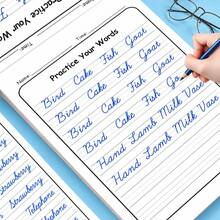 Cursive Handwriting Workbook, 32‑Page Cursive Writing Practice Book For Beginners, Words Sentence Tracing Exercise Book, Preschool Early Educational Toy, Kids Reading & Writing Learning Supplies - Red - View 1